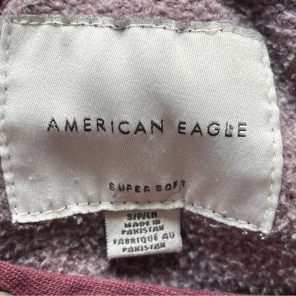 American Eagle AEO Super Soft Slub Hoodie T-Shirt Burgundy Comfy Sweatshirt Sz S - Picture 6 of 16